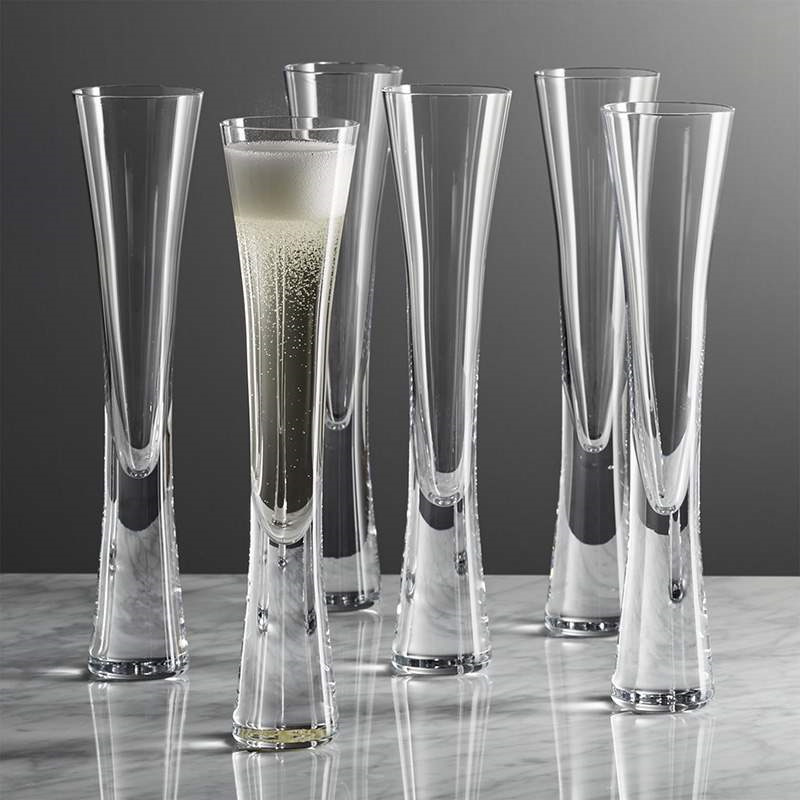 Wine Or Beer - Handleless Champagne Glasses Glitter Flutes Clear