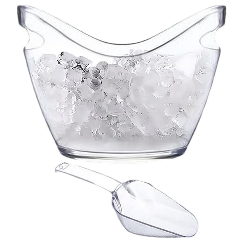 Ice Bucket Silver - Clear Ice Bucket Beverage Tub with