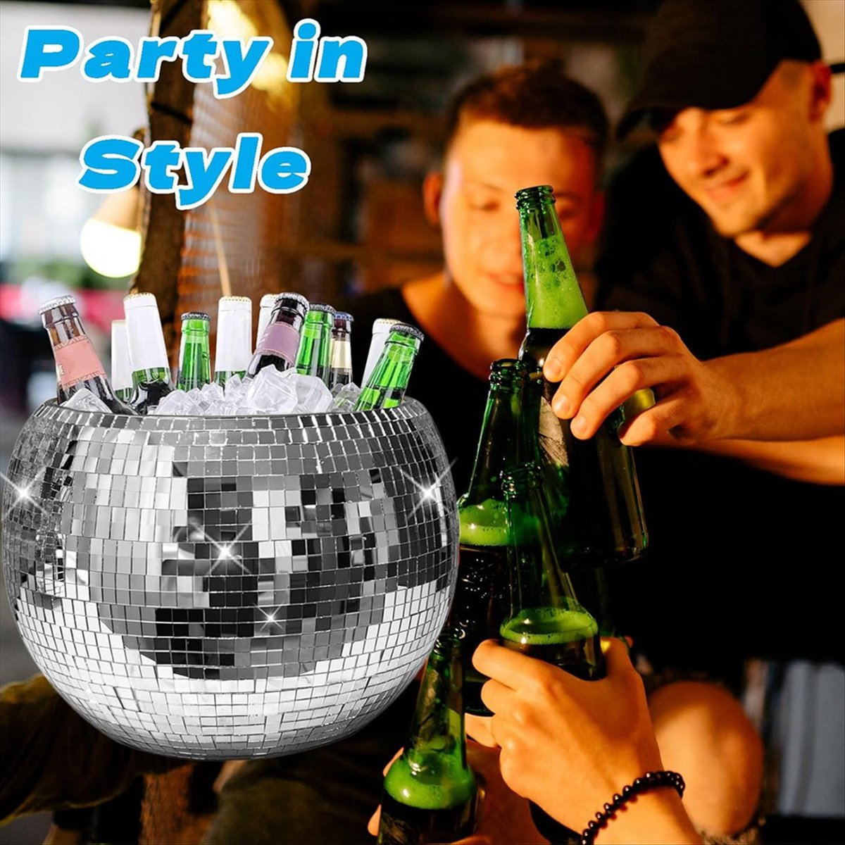 Ice Bucket Silver - KSOL 10-Inch Disco Ball Ice Bucket