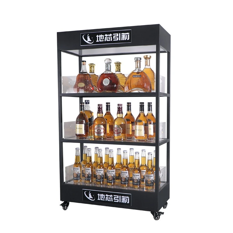 Wine Beer Rack - Bar three-layer luminous wine cabinet LED