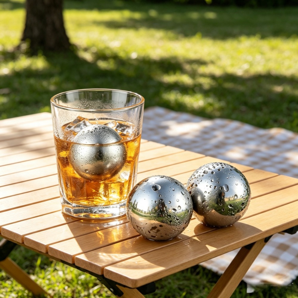 Ice Bucket Silver - Reusable Ice Cubes & Metal Chilling