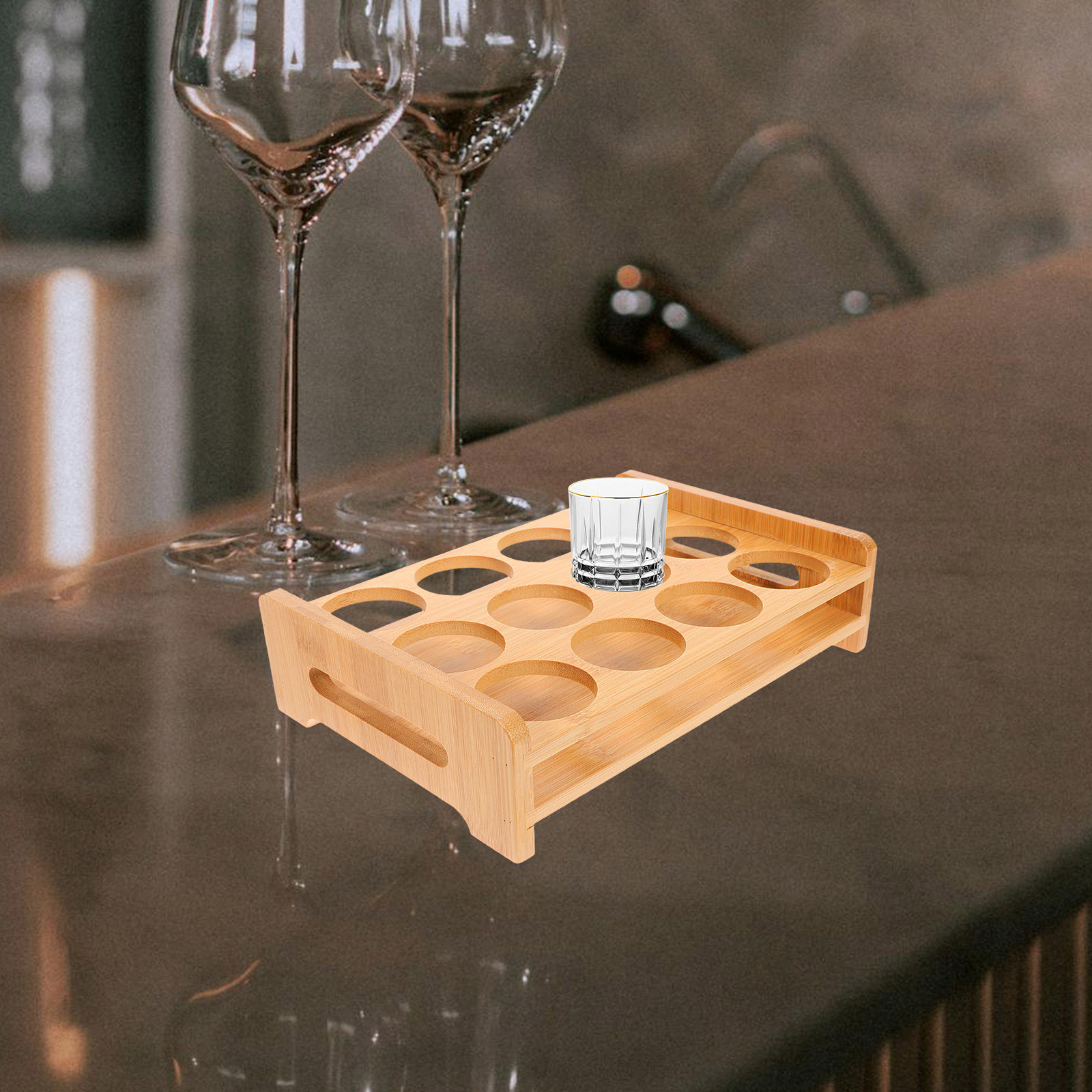 Bamboo Shot Glasses Holder Dis - Wine Beer Rack review and price