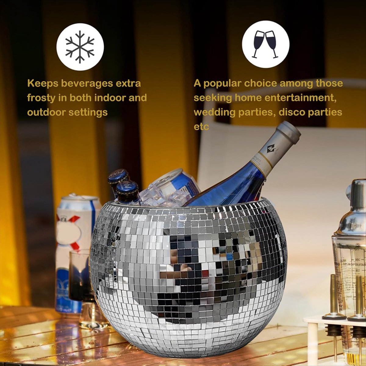 KSOL 10-Inch Disco Ball Ice Bu - Ice Bucket Silver review and price