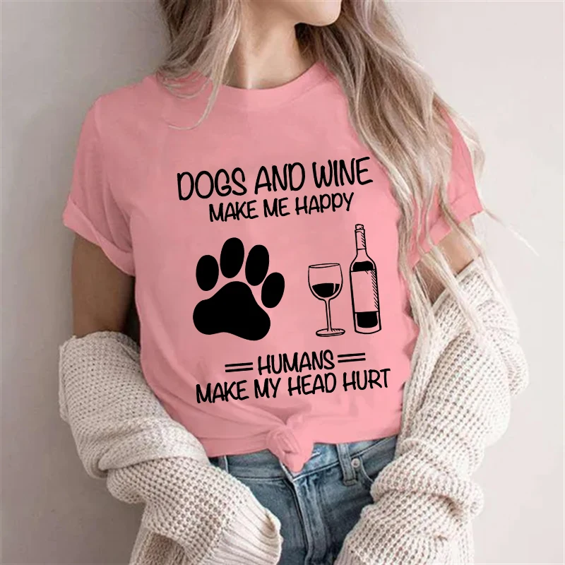 Women Dog Mom Print T Shirt Do - Wine Or Beer review and price