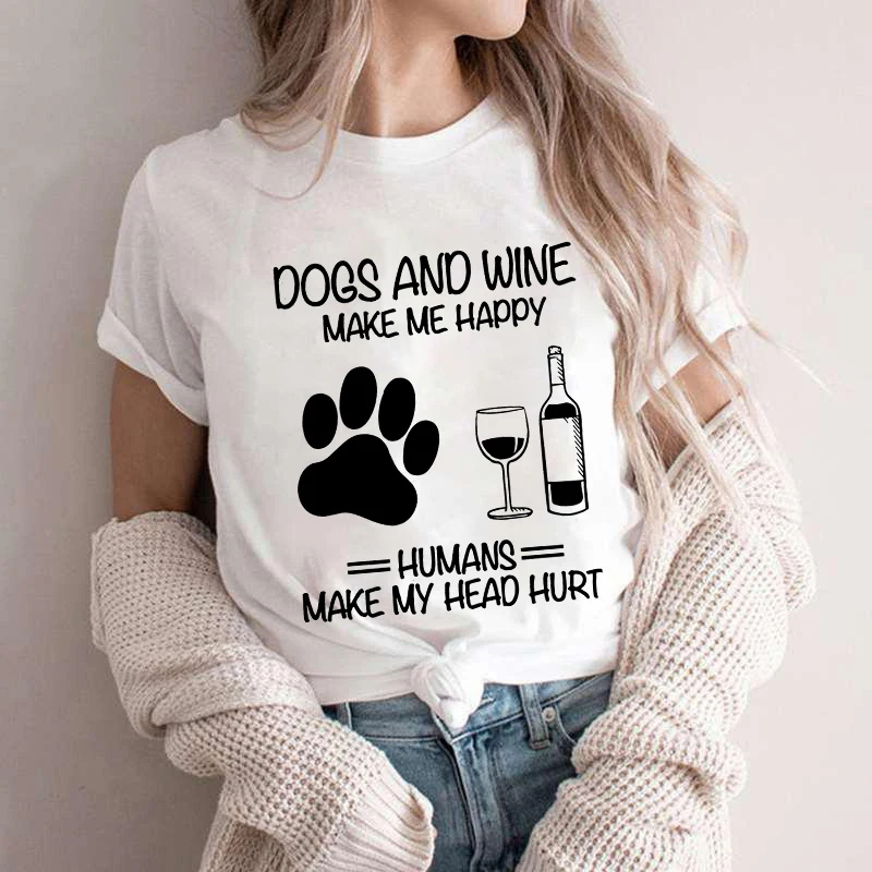 Women Dog Mom Print T Shirt Do - Wine Or Beer review and price