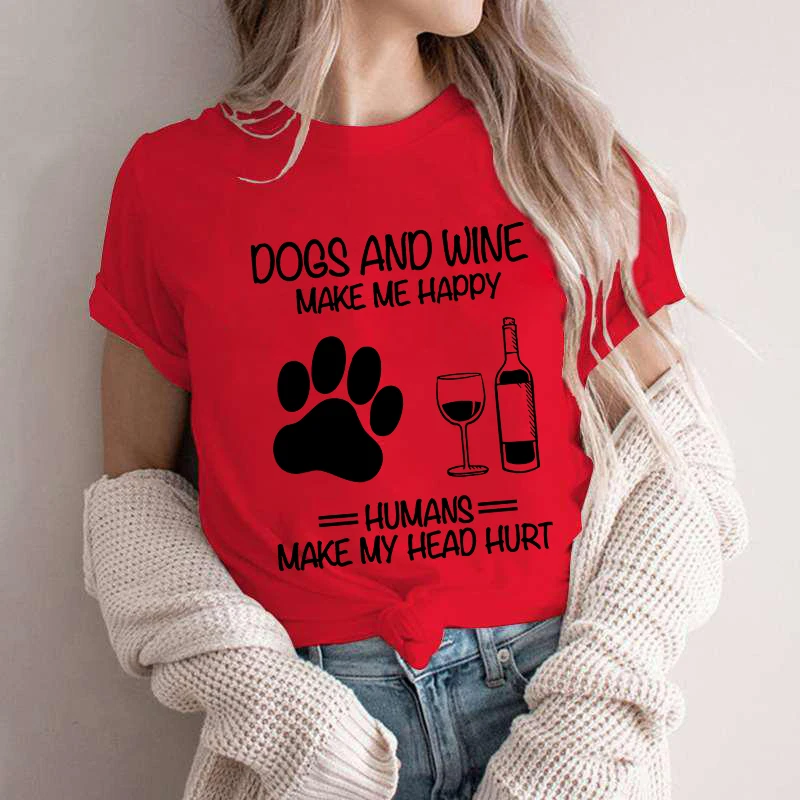 Women Dog Mom Print T Shirt Do - Wine Or Beer review and price